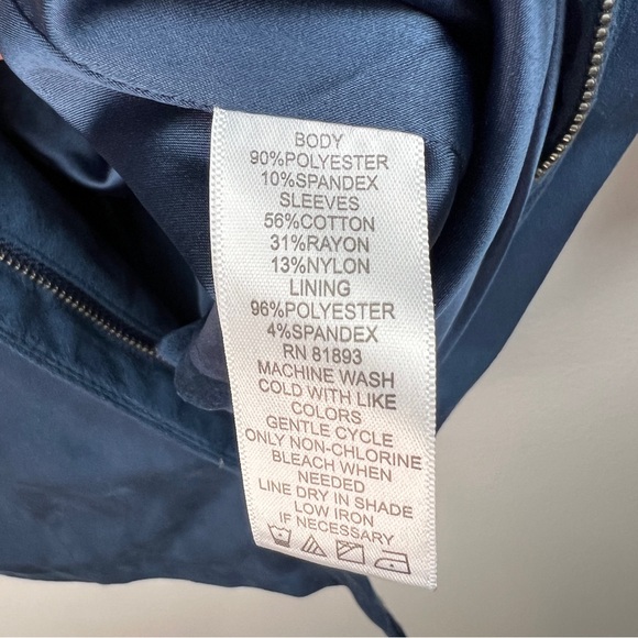 H by Halston Navy Blue Faux Suede Zip Up Jacket with Pockets - Picture 6 of 7